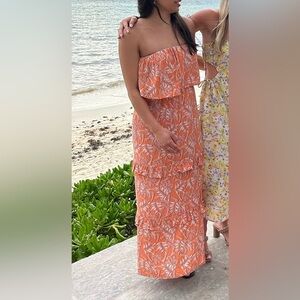 Vici Strapless Printed Tiered Maxi Dress